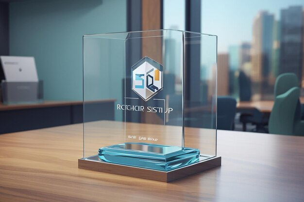 Foto maqueta del logotipo 3d de la oficina de vidrio psd