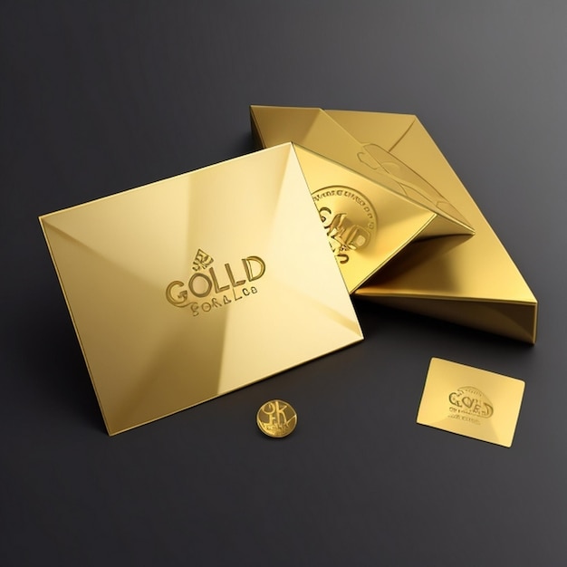 Foto maqueta del logotipo en papel de aluminio dorado