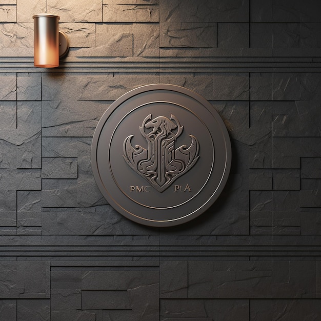 Maqueta de logotipo en relieve PSD en la pared