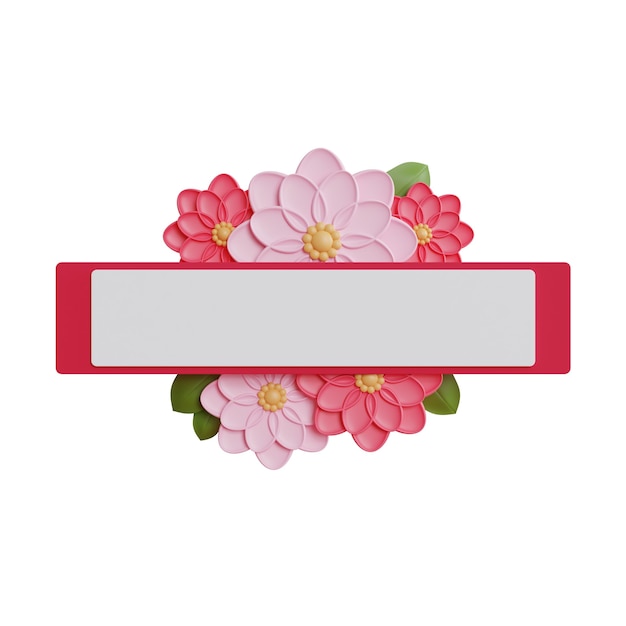 Maqueta de marco blanco con flores rosas. representación de la primavera
