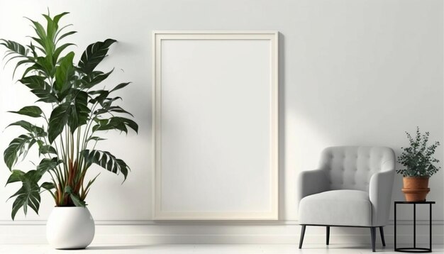 Maqueta de marco cuadrado vacío en interior minimalista moderno Ai generativo