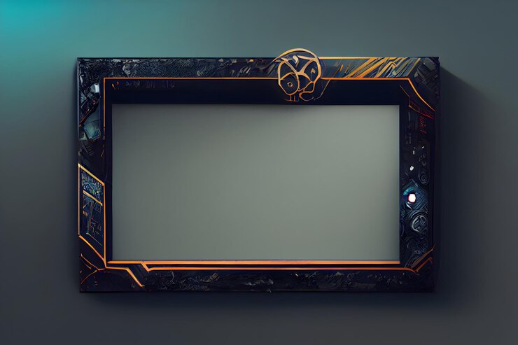 Foto maqueta de marco de imagen de estilo cyberpunk arte generado por red neuronal
