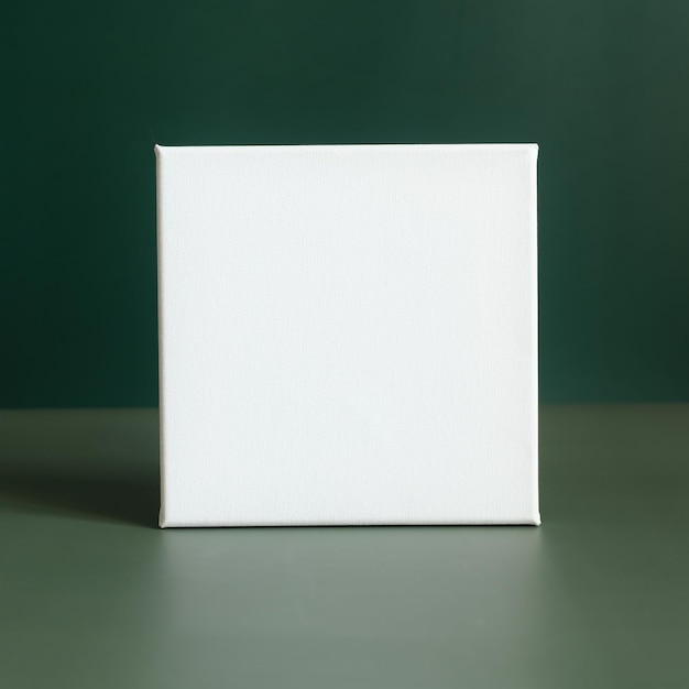 Maqueta de marco de lienzo en blanco sobre fondo verde oscuro