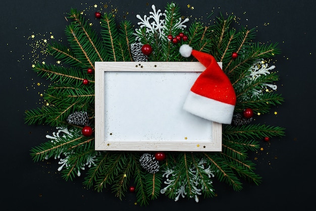 Maqueta de marco navideño para tarjetas de felicitación en negro.