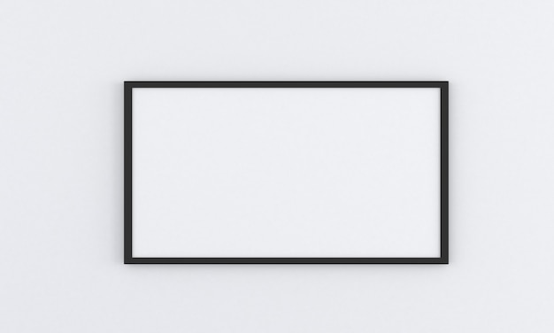 Maqueta de marco vacío negro en pared gris