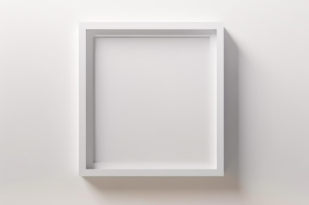 Maqueta de marco vacío sobre fondo de pared neutral vacío