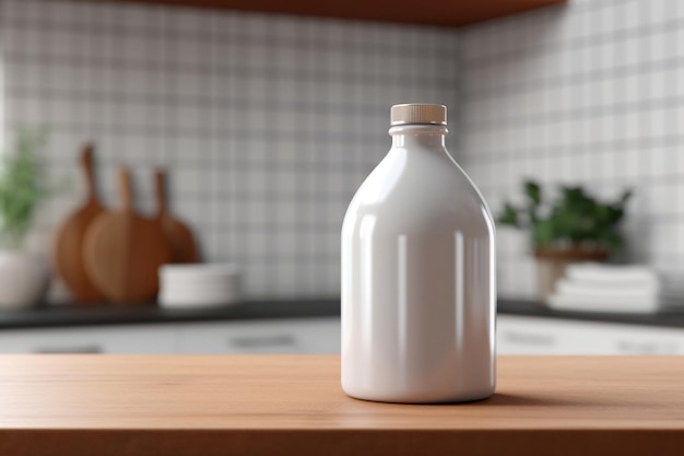 Maqueta de mesa Botella de detergente para platos vacía IA generativa