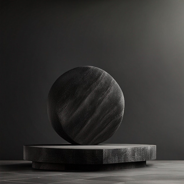 Maqueta minimalista de fondo de forma de roca y piedra geométrica negra para exhibición o escaparate de podio