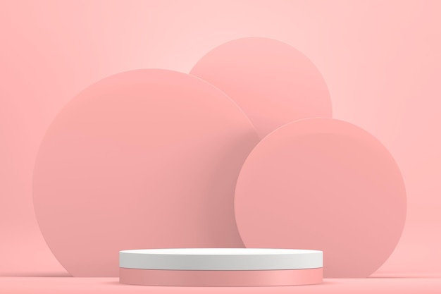 Maqueta minimalista de podio rosa para renderizado 3D de pantalla de podio