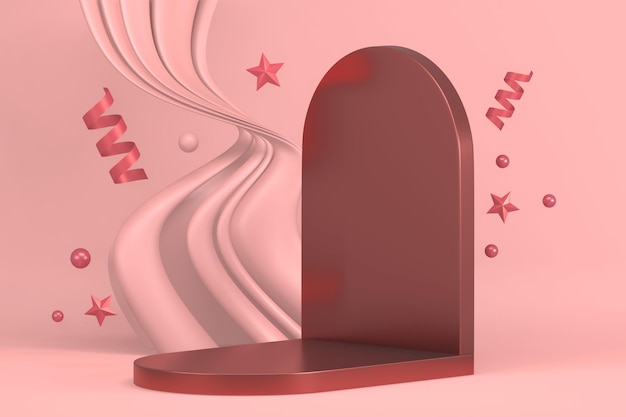 Maqueta minimalista de podio rosa para renderizado 3D de pantalla de podio