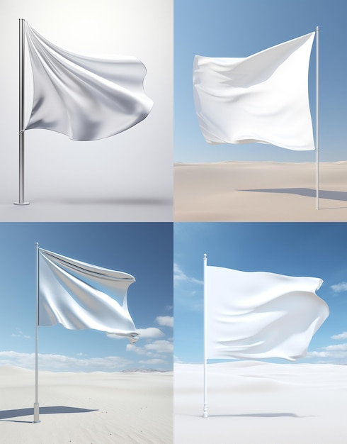 Foto maqueta de pancarta blanca ondeando en el viento al estilo de chromep
