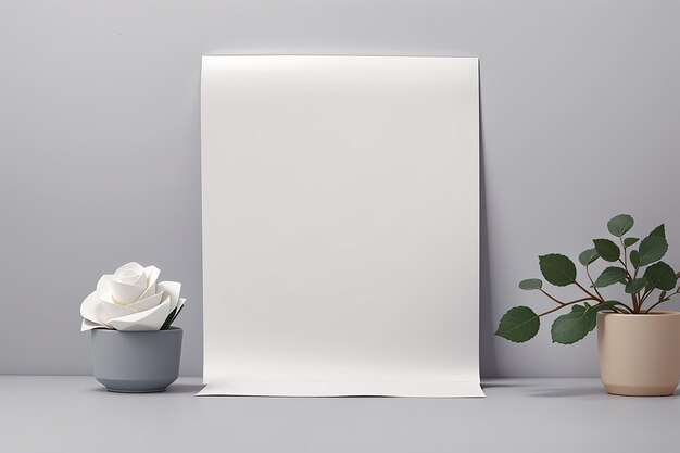 Maqueta de papel blanco en blanco con rizos en estilo minimalista