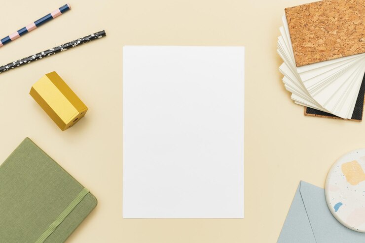 Foto maqueta de papel png con papelería pastel