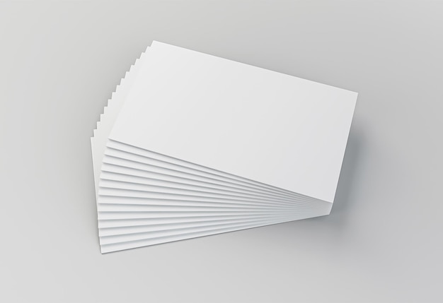 Maqueta de la pila de ventilador de tarjetas de visita en la ilustración 3d de fondo de papel con textura blanca
