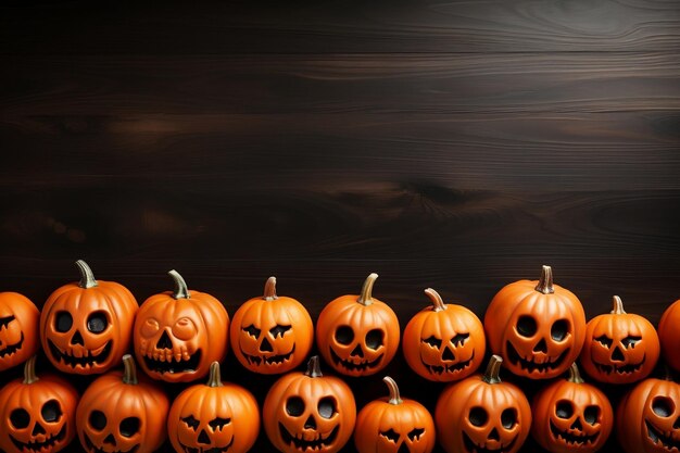 Maqueta plana de calabaza festiva de Halloween con IA generativa