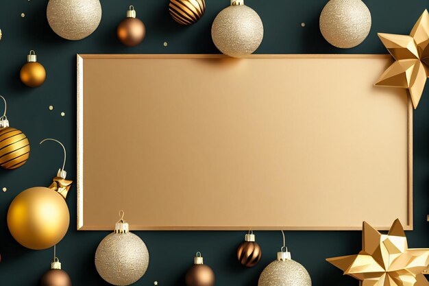 Maqueta plana con estilo dorado de navidad y año nuevo
