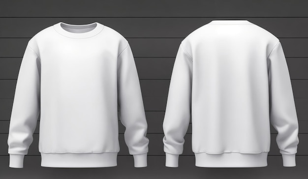 Maqueta de plantilla aislada de suéter blanco delantera y trasera Sweatshirt de manga larga AI Generative