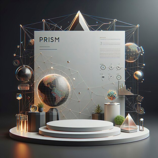 Maqueta de la plataforma de presentación de productos Prism