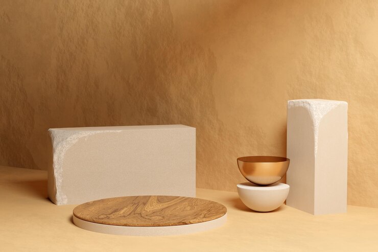 Maqueta de podio de arenisca beige