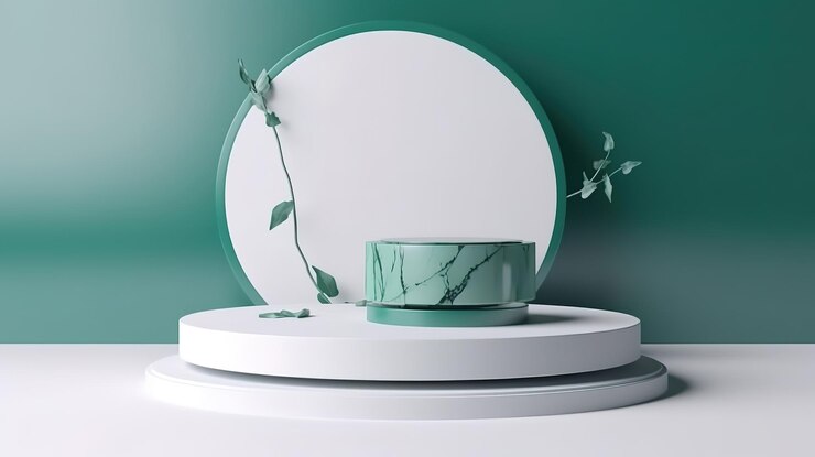 Maqueta de podio de oro blanco para presentación de producto decorada Generative ai