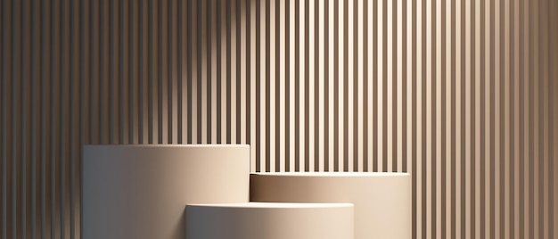Maqueta de podio de producto 3d con fondo abstracto sobre fondo beige, ilustración de renderizado 3d