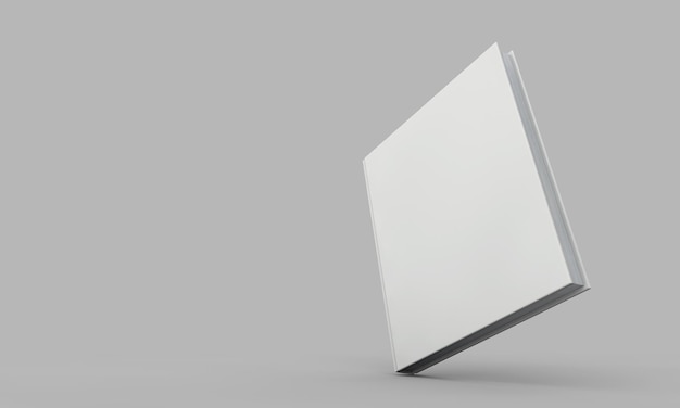 Maqueta de portada de libro de tapa dura Libro blanco sobre un fondo gris Representación 3D