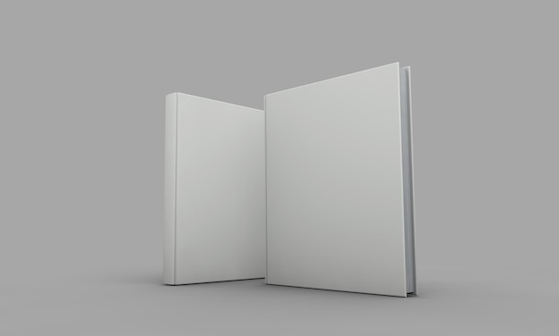 Maqueta de portada de libro de tapa dura Libro blanco sobre un fondo gris Representación 3D