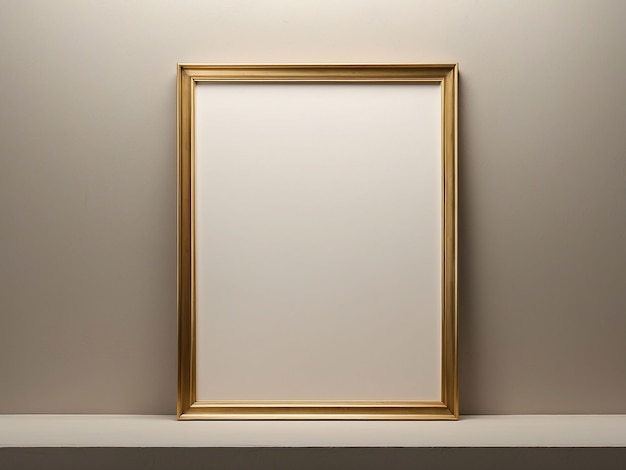 Maqueta de póster con marco de madera vertical renderizado en 3D