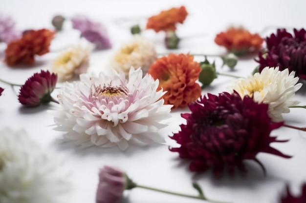 Maqueta de primavera flor naturaleza fondo blanco tarjeta floral verano hoja aislada IA generativa