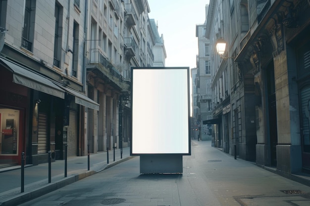 Maqueta publicitaria en blanco en una calle vacía