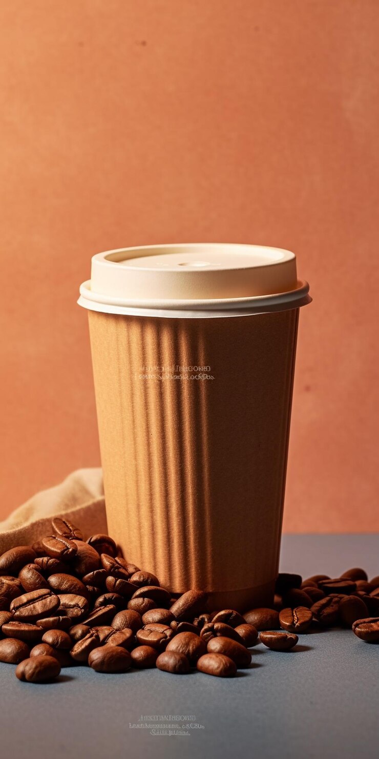 una maqueta publicitaria y un espacio de copia de café