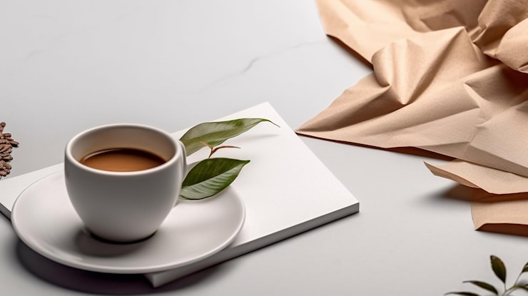 una maqueta publicitaria y un espacio de copia de café