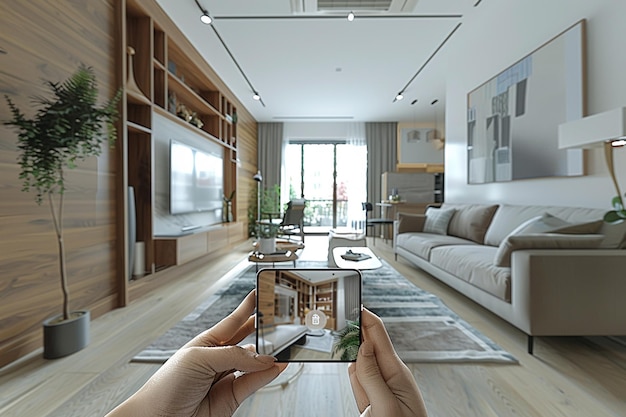 Foto maqueta de realidad aumentada de diseño de interiores creada con ia generativa