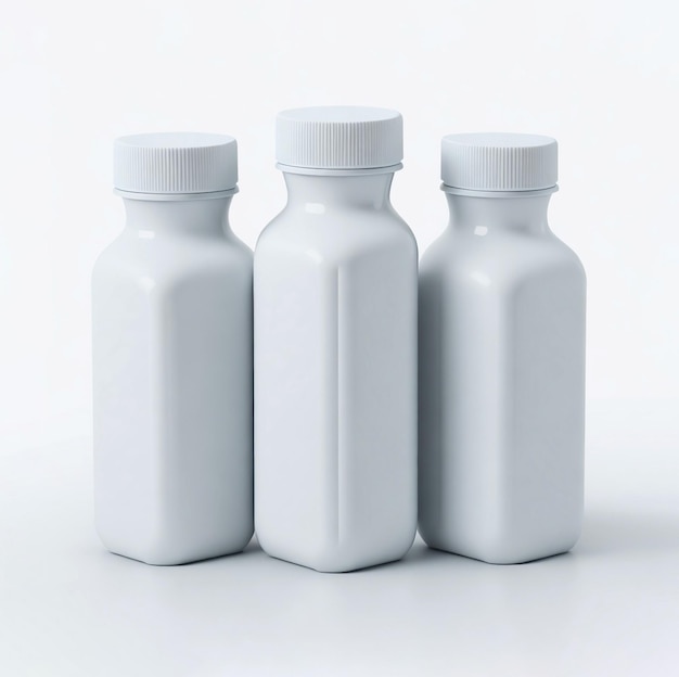 Maqueta realista de botellas de plástico 3d en blanco