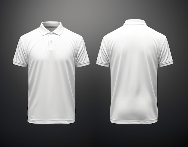 Foto maqueta realista de camiseta en blanco de polo blanco masculino con cuello y mangas cortas deportiva casual