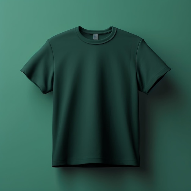 Maqueta realista de camiseta verde oscuro sobre un fondo verde