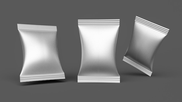 Maqueta realista del paquete de almohadas. ilustración 3d de maquetas de embalaje de flujo