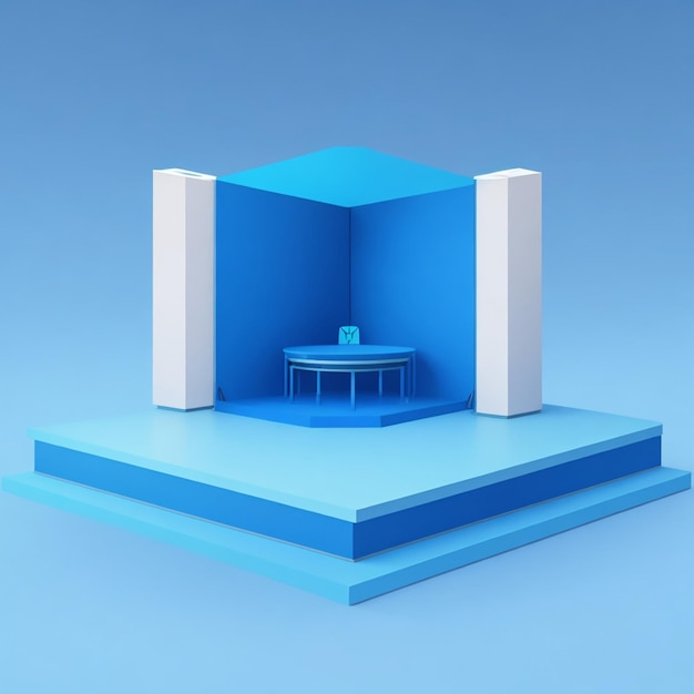 maqueta realista vectorial de la plataforma de estudio podio en colores azules