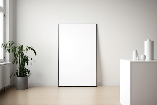 Maqueta rectangular en una habitación de paredes blancas con pisos de madera