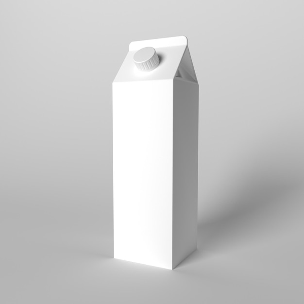 Foto maqueta de renderizado 3d del embalaje de la caja del jugo de yogur de kefir de leche