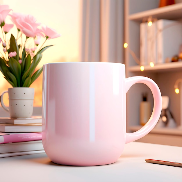 Maqueta romántica de una taza en el interior generada por la IA