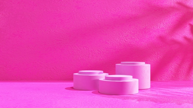 Maqueta rosa de fondo abstracto para la presentación del producto, representación de ilustración 3D