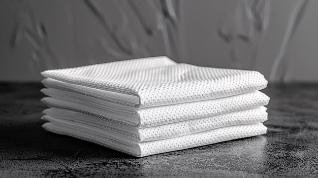 Una maqueta de servilleta limpia con vajilla y una toalla para marcar
