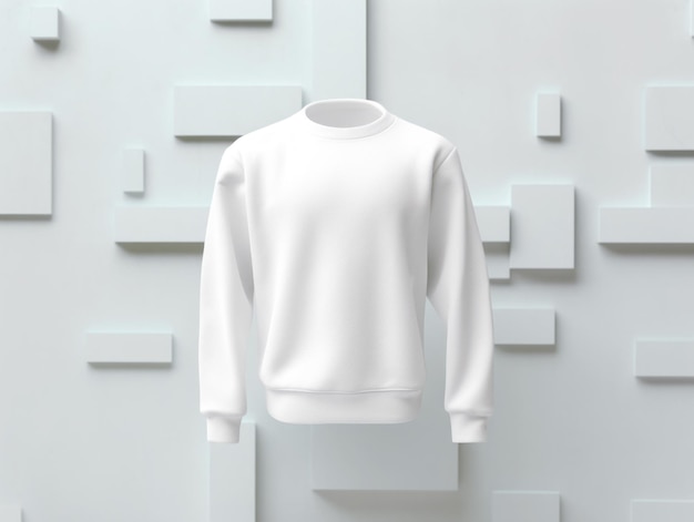 Maqueta de sudadera blanca en blanco sobre fondo blanco IA generativa