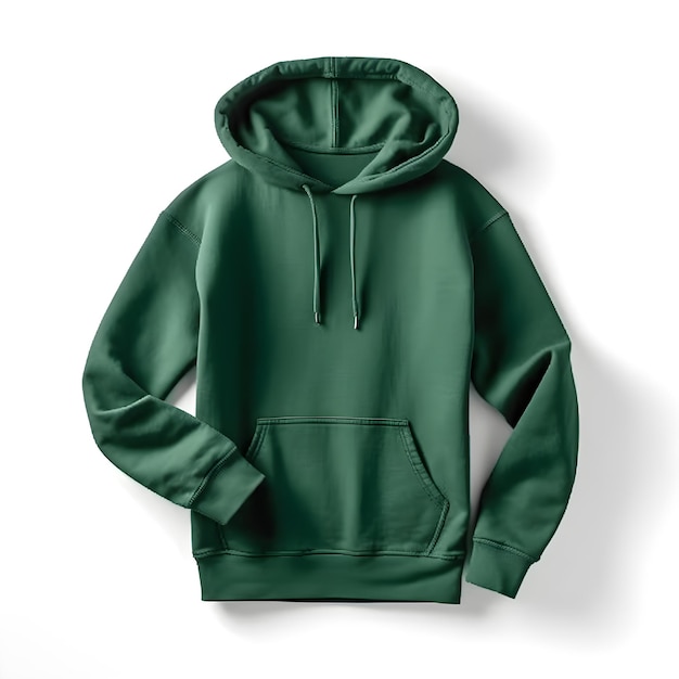 Foto maqueta de sudadera con capucha verde sobre fondo blanco ai generativo