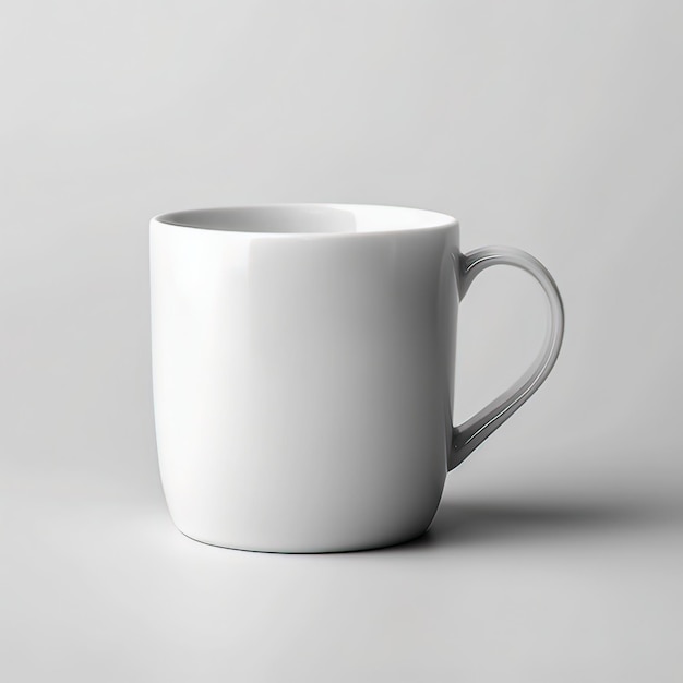 Una maqueta de taza blanca aislada en un fondo limpio