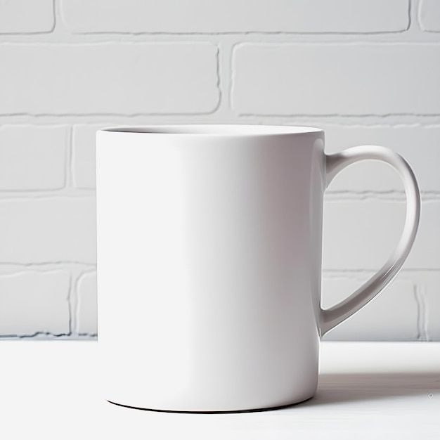 Maqueta de Taza Blanca Minimalista Escritorio Limpio con Fondo Claro