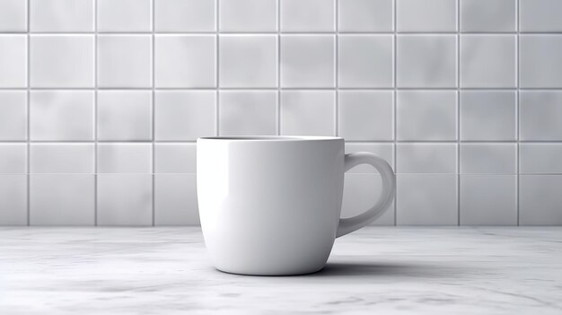 Foto maqueta de taza de café blanca en blanco con un fondo estético