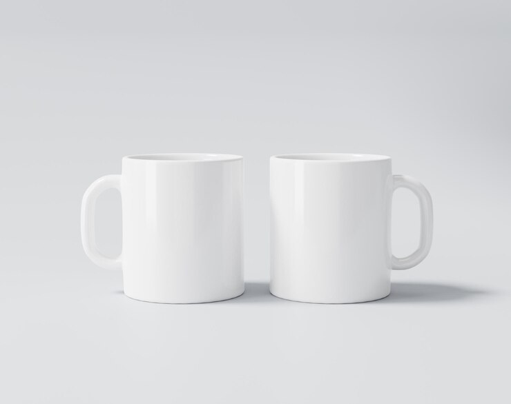 Maqueta de taza de café con leche Representación 3d de taza blanca