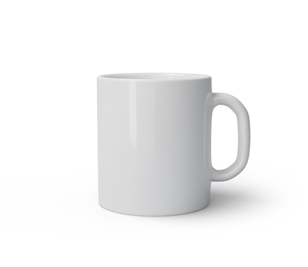 Maqueta de taza de café con leche, taza blanca, representación 3d